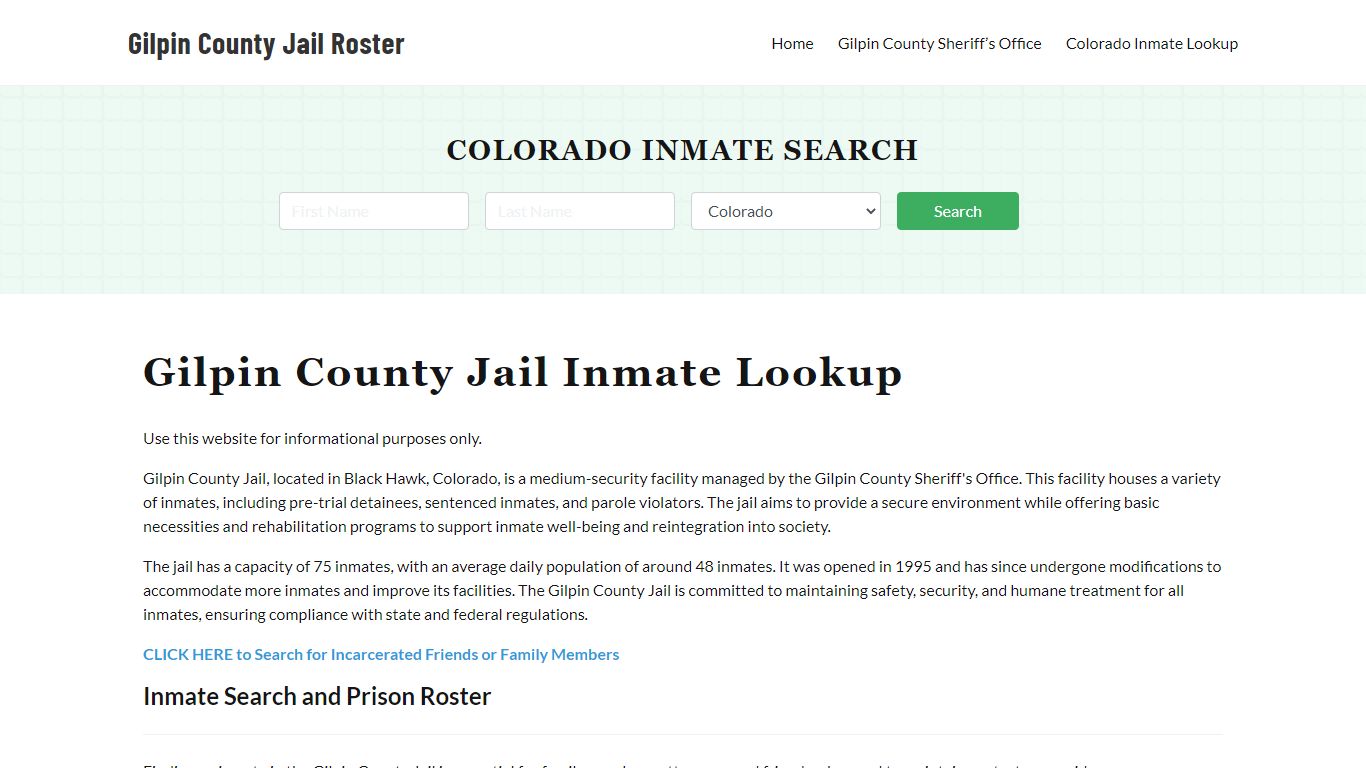 Gilpin County Jail Roster Lookup, CO, Inmate Search