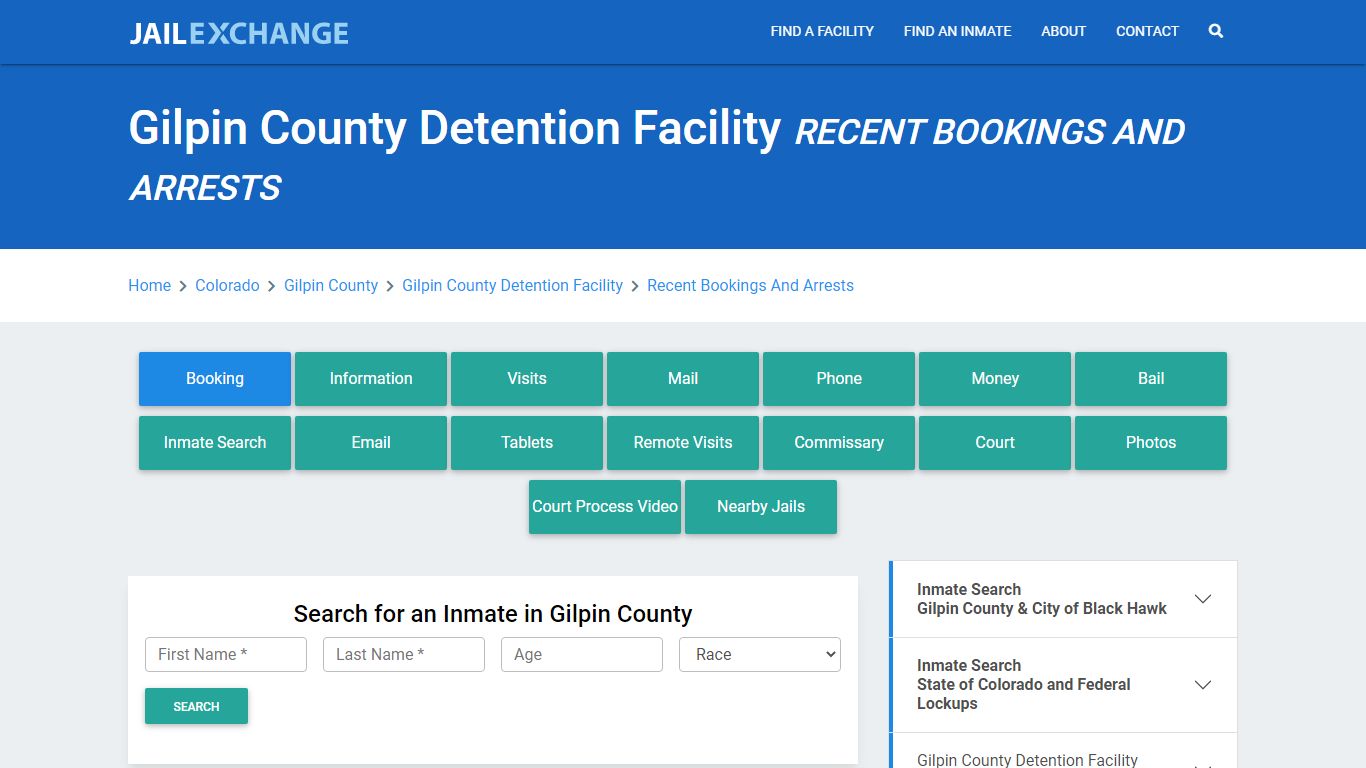 Gilpin County Detention Facility Recent Bookings And Arrests