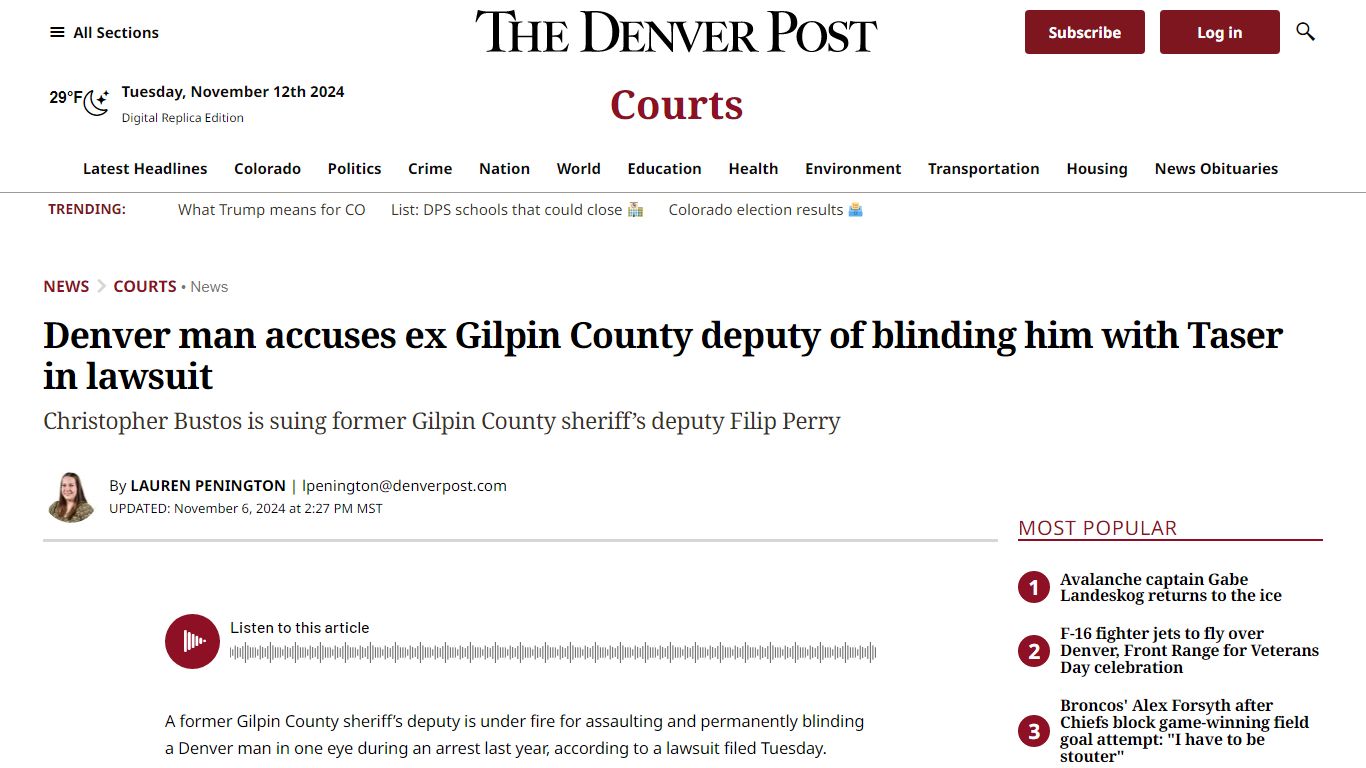 Denver man accuses ex Gilpin County deputy of blinding him with Taser ...